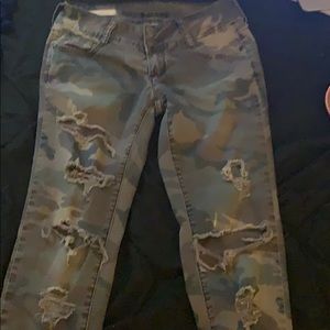 Faded color camouflage pants